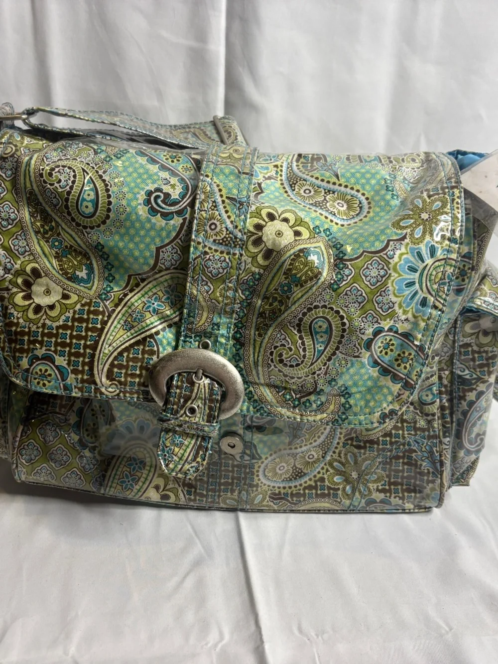Kalencom New Orleans Toile Brown/Blue Adjustable Strap Diaper Bag w/Changing Mat
